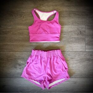 Honeycut Pink Dance Crop Tank and Shorts Set